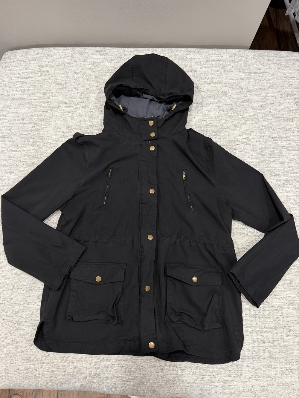 Society Black Hooded Utility Anorak Jacket